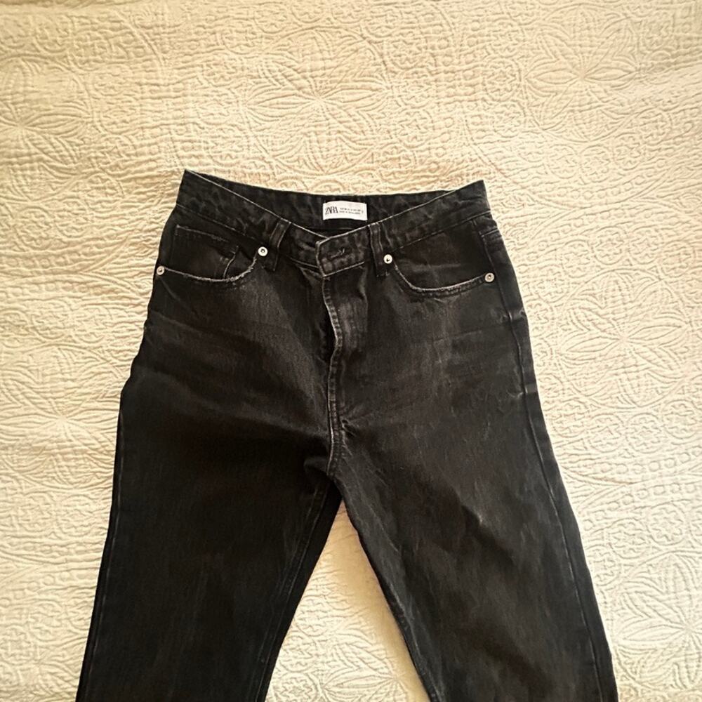 Zara Black Wide Leg Flare Jeans - Picture 2 of 4